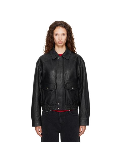 Dunst Black Oversized Vintage Blouson Leather Jacket