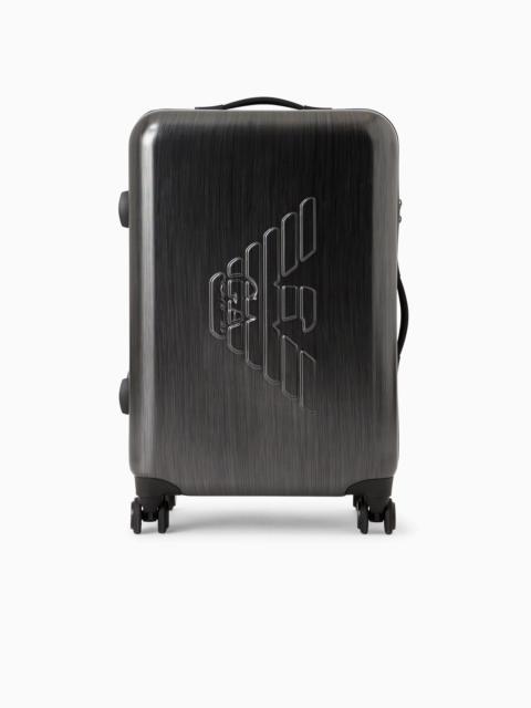 EMPORIO ARMANI ABS medium trolley suitcase with oversized, embossed eagle