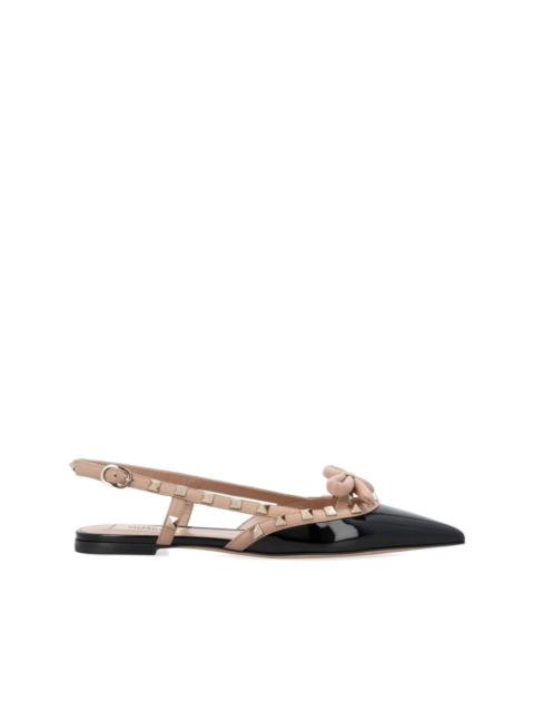 Rockstud bow slingback ballerina shoes