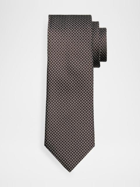 ZEGNA Men & apos;s Geometric Oval Silk Jacquard Tie