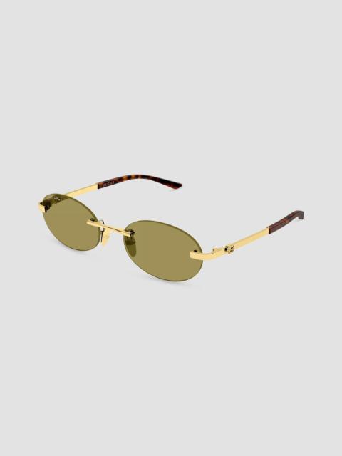 GUCCI Men's Bella 55MM Interlocking G Rimless Oval Sunglasses - Gold