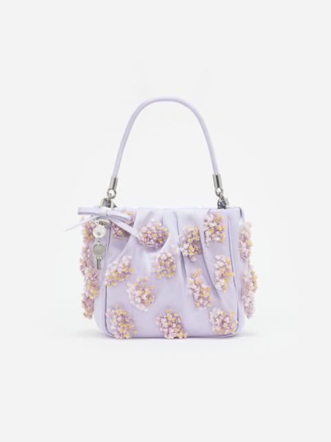 self-portrait Lilac Satin Floral Beaded Tote Bag