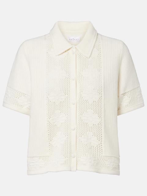 velvet Rosemond open-knit cotton and cashmere top