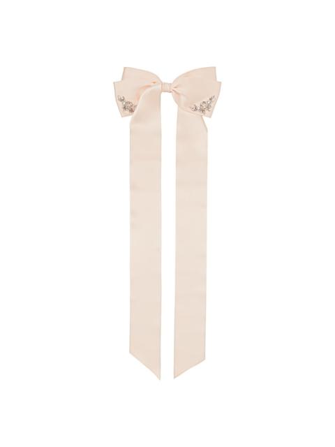 Simone Rocha Pink Long Embellished Bow Hair Clip