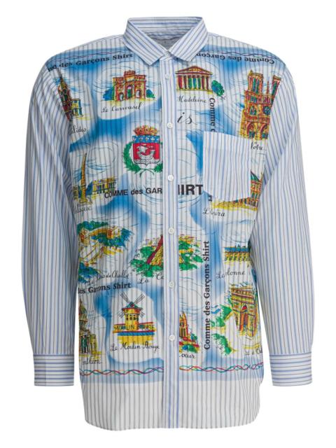 Comme Des Garçons stripe graphic-print shirt