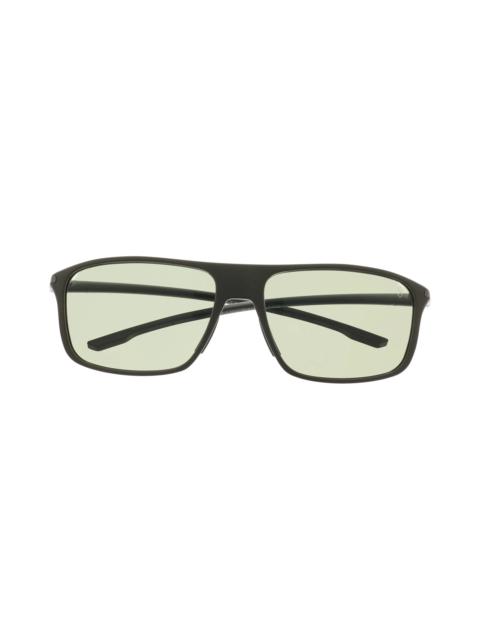 TAG Heuer 60mm Rectangle Sunglasses in Matte Dark Green /Green Polar