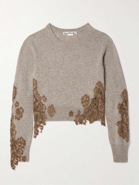 Acne Studios Corded lace-trimmed wool-blend sweater