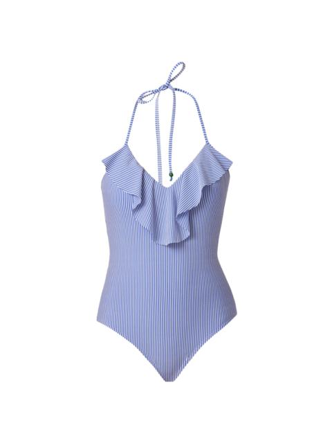 Shoshanna Women's Striped One-Piece Swimsuit - Blue