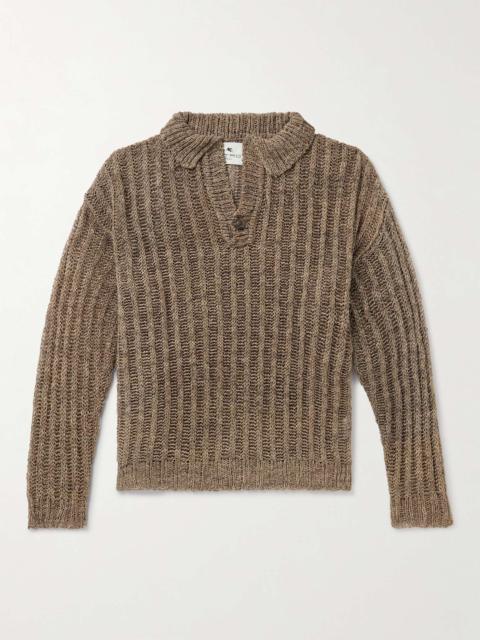 Ribbed Open-Knit Linen, Cotton and Silk-Blend Sweater