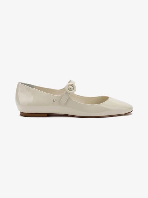 Larroudé Blair Ballet Flat In Ivory Patent Leather
