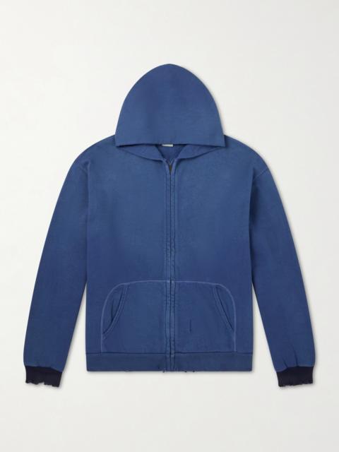 A.PRESSE Distressed Cotton-Jersey Zip-Up Hoodie