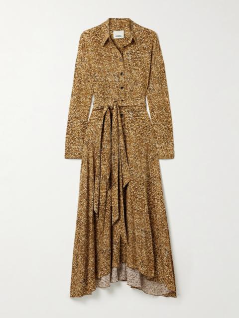 Isabel Marant Samantha Asymmetric Printed Stretch-silk Crepe De Chine Shirt Dress