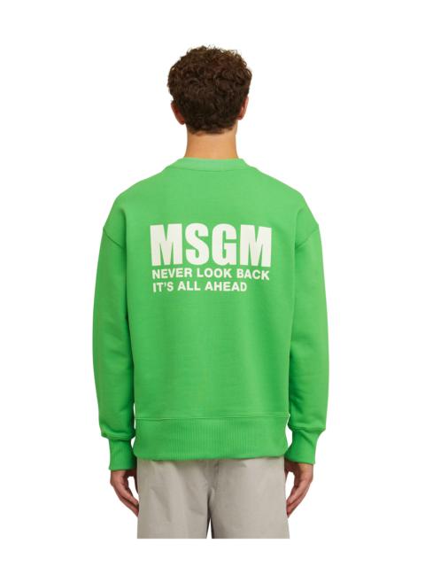 MSGM Solid color cotton crewneck sweatshirt with MSGM logo and quote
