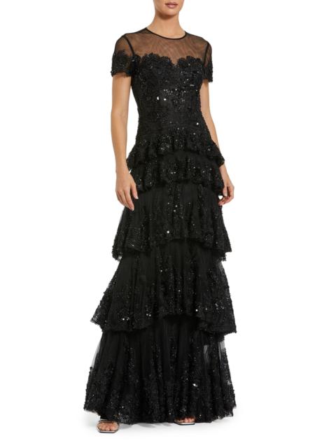 MAC DUGGAL Women's Embellished Tiered Gown - Black