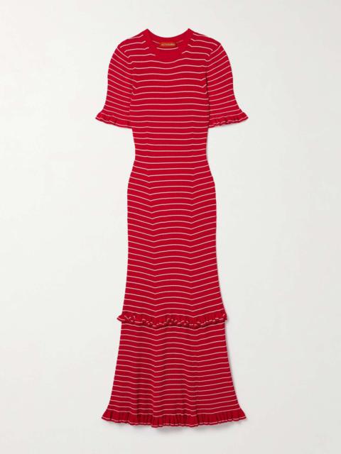 Altuzarra Delpini ruffled striped ribbed-knit midi dress