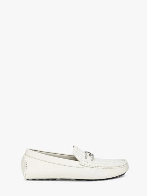 FENDI White leather loafers