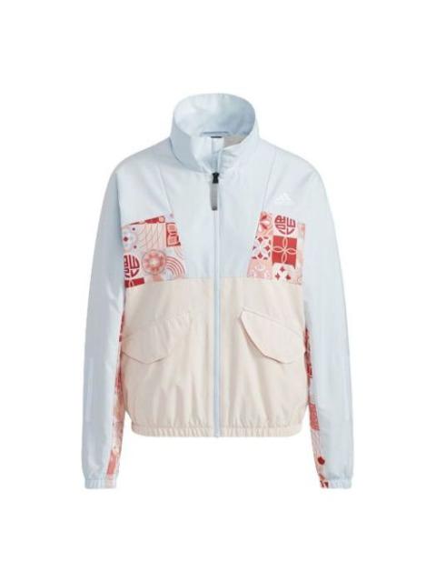 (WMNS) adidas CNY Tracktop Colorblock Sports Jacket Light Sky Blue HC2800