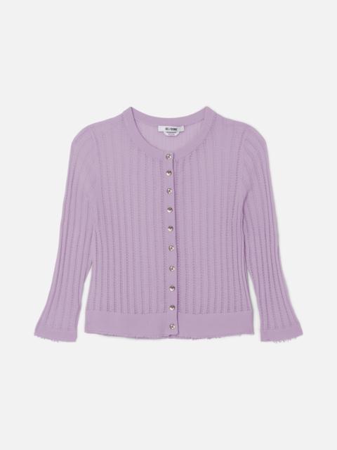 RE/DONE The Veil Pointelle Cardigan - Baby Violet