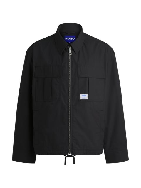 HUGO RIPSTOP-COTTON REGULAR-FIT JACKET WITH LOGO LABEL