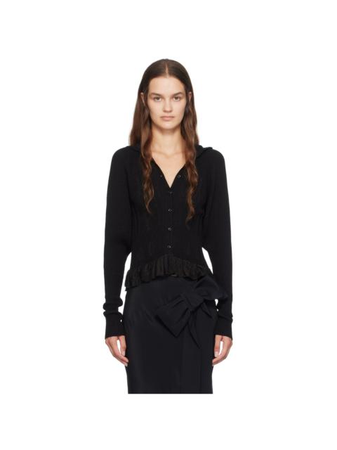 Black Plaited Tinsel Hood Cardigan