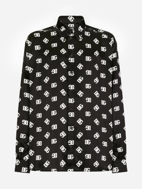 Dolce & Gabbana Oversize silk shirt with DG Monogram print