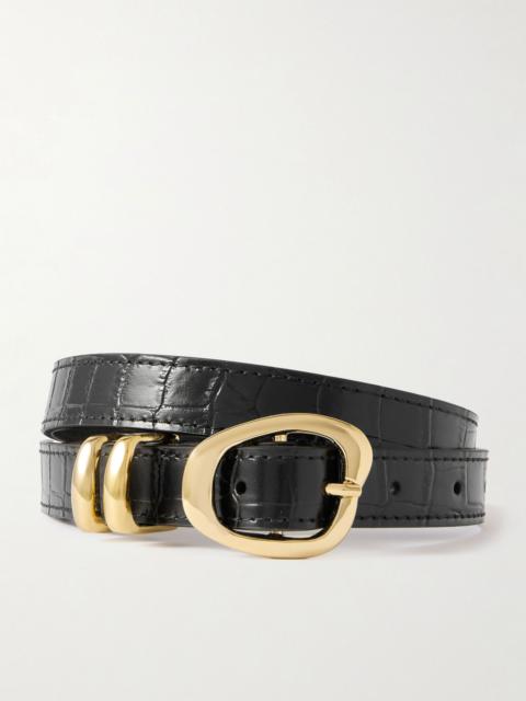 AMANU The Tugela croc-effect leather belt Black