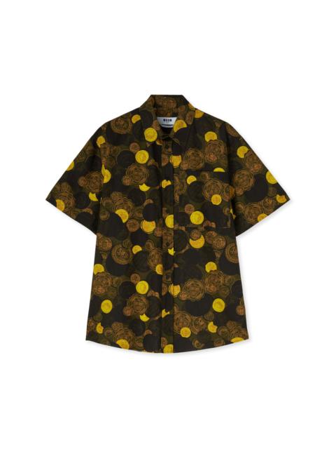 MSGM Organic cotton shirt with "all-over Token" print