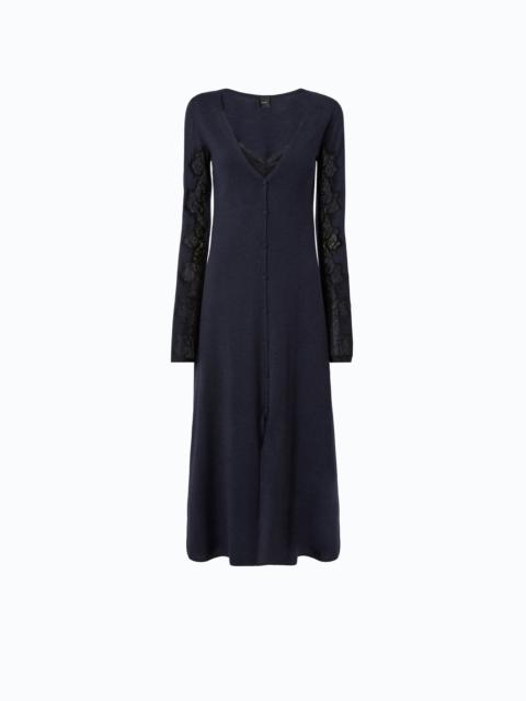 PINKO WOOL MIDI DRESS WITH LACE DETAILS