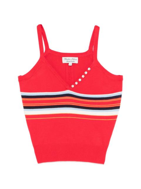 Frankies Bikinis striped button tank top