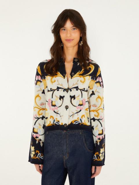 FARM RIO Birds Romance Buttoned Knit Cardigan