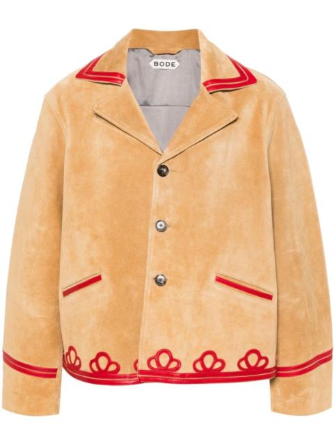 BODE Trefoil contrasting-trim suede blazer