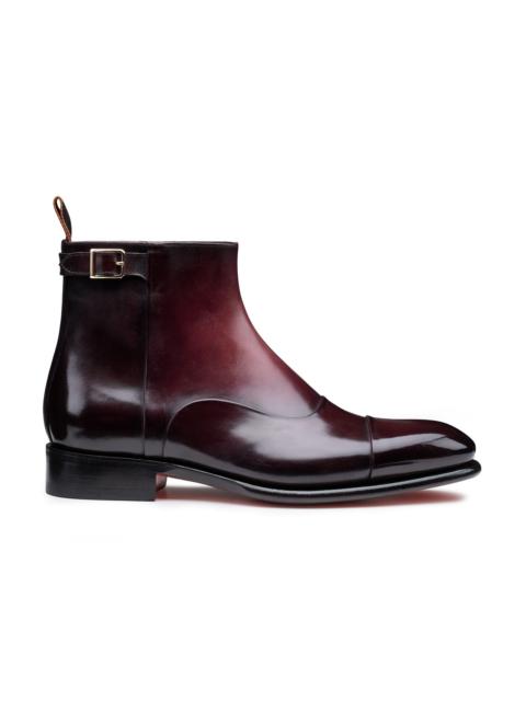 Santoni Men's burgundy leather ankle boot