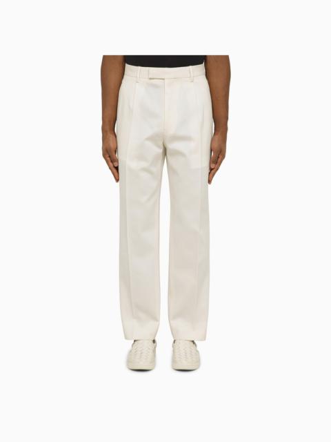 White cotton and wool trousers