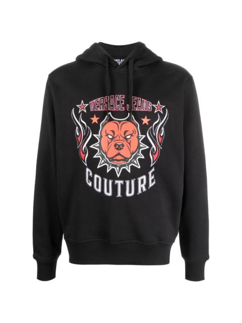 VERSACE JEANS COUTURE embroidered-logo cotton hoodie