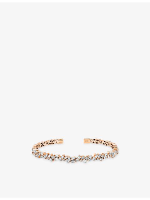 SUZANNE KALAN Firework 18ct rose-gold and 1.2ct baguette-cut diamond bangle bracelet