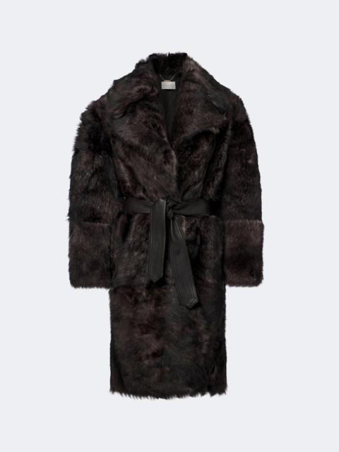 Zimmermann Valiant leather-trimmed shearling wrap coat
