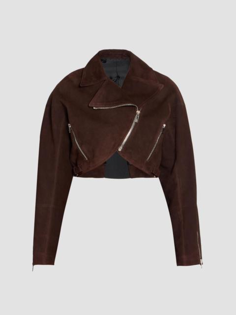 Alaïa Women's Suede Crop Biker Jacket - Chocolate