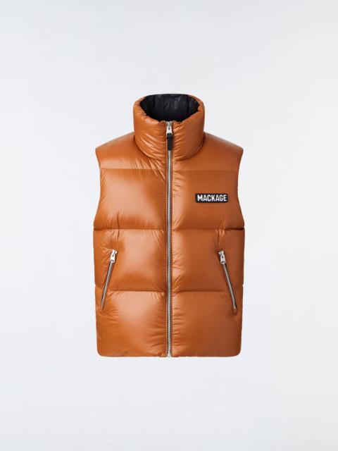 MACKAGE KANE lustrous light down vest with funnel collar