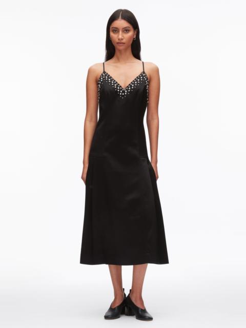 3.1 Phillip Lim Studded Satin Pleated Cami Midi Dress