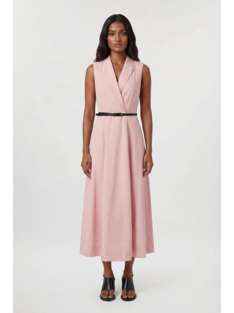 KAREN MILLEN Premium Viscose Linen Tailored Belted Full Skirted Midi Dress