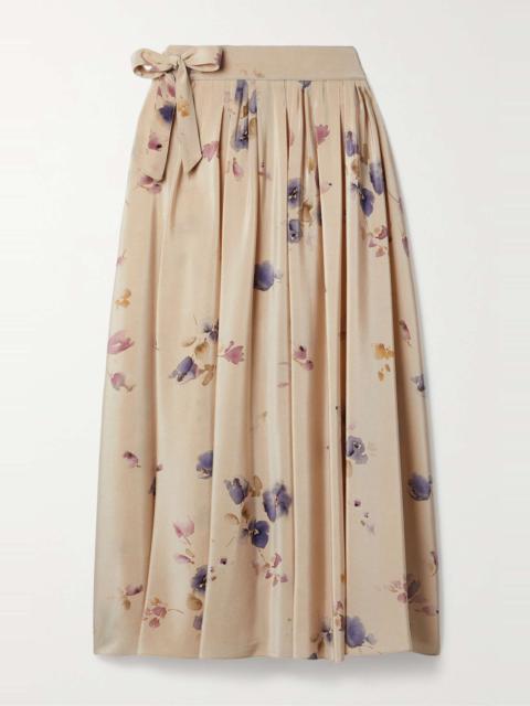 Loro Piana Iris pleated floral-print silk crepe de chine midi skirt