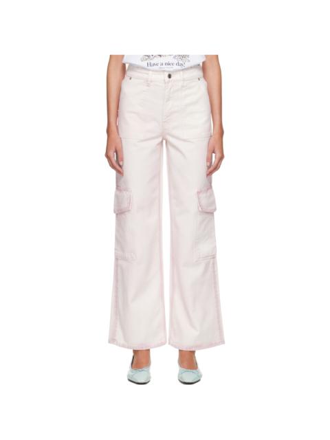 GANNI Pink Spray Angi Cargo Jeans