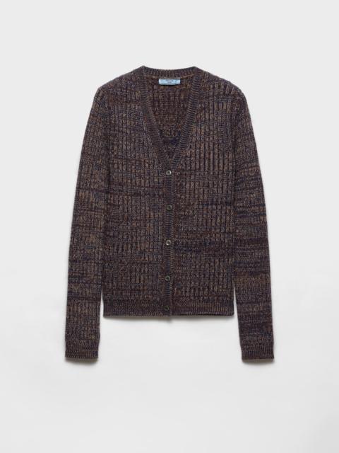 Mouliné wool cardigan