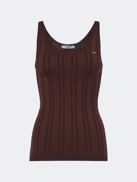 Prada Knitted cotton-blend tank top