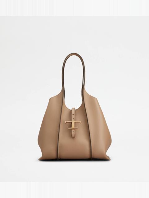 Tod's T TIMELESS SHOPPING BAG IN LEATHER SMALL - NATURAL
