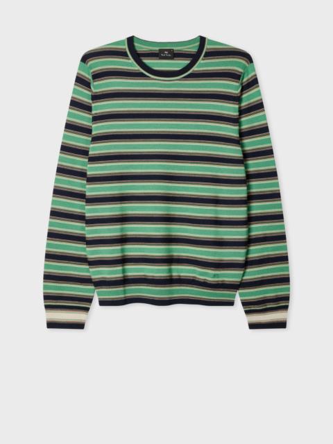 Paul Smith Green and Navy Stripe Merino Wool Sweater