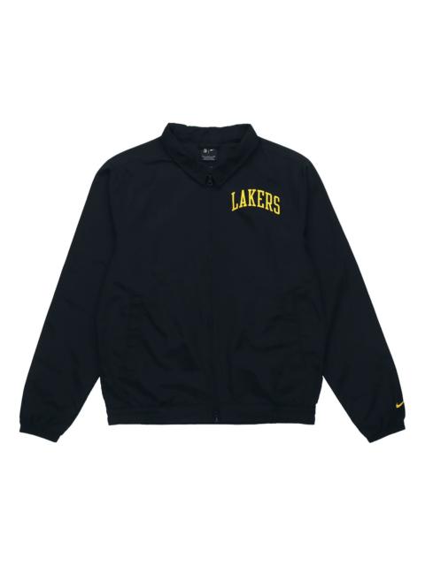 Nike Los Angeles Lakers NBA Lightweight lapel Zipper Long Sleeves Logo Jacket Black CN0765-010