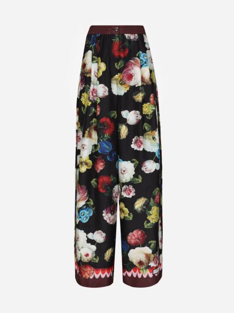 Dolce & Gabbana Twill pajama pants with nocturnal flower print