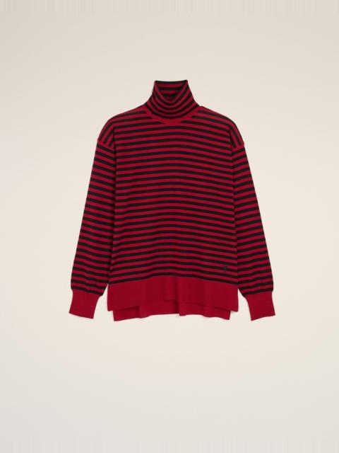 AMI Paris RED SAILOR STRIPED WOOL AND SILK TURTLENECK SWEATER
