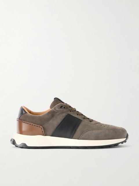 Tod's Leather-Trimmed Suede Sneakers
